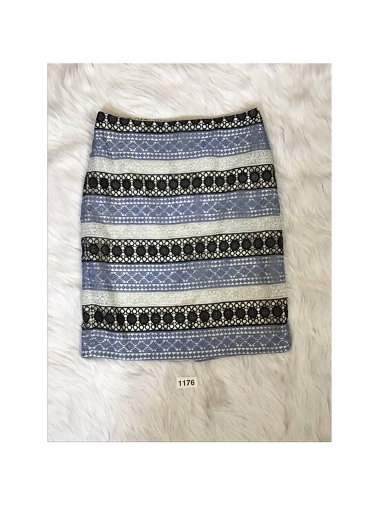 Talbots Dresses & Skirts - Talbots Womens Straight Skirt Blue 2P Mini Crochet Lace Overlay Zip Petites